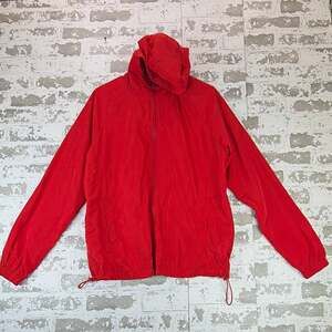 FOREVER 21 Red Hooded Windbreaker Jacket Full Zip Pockets Men’s S